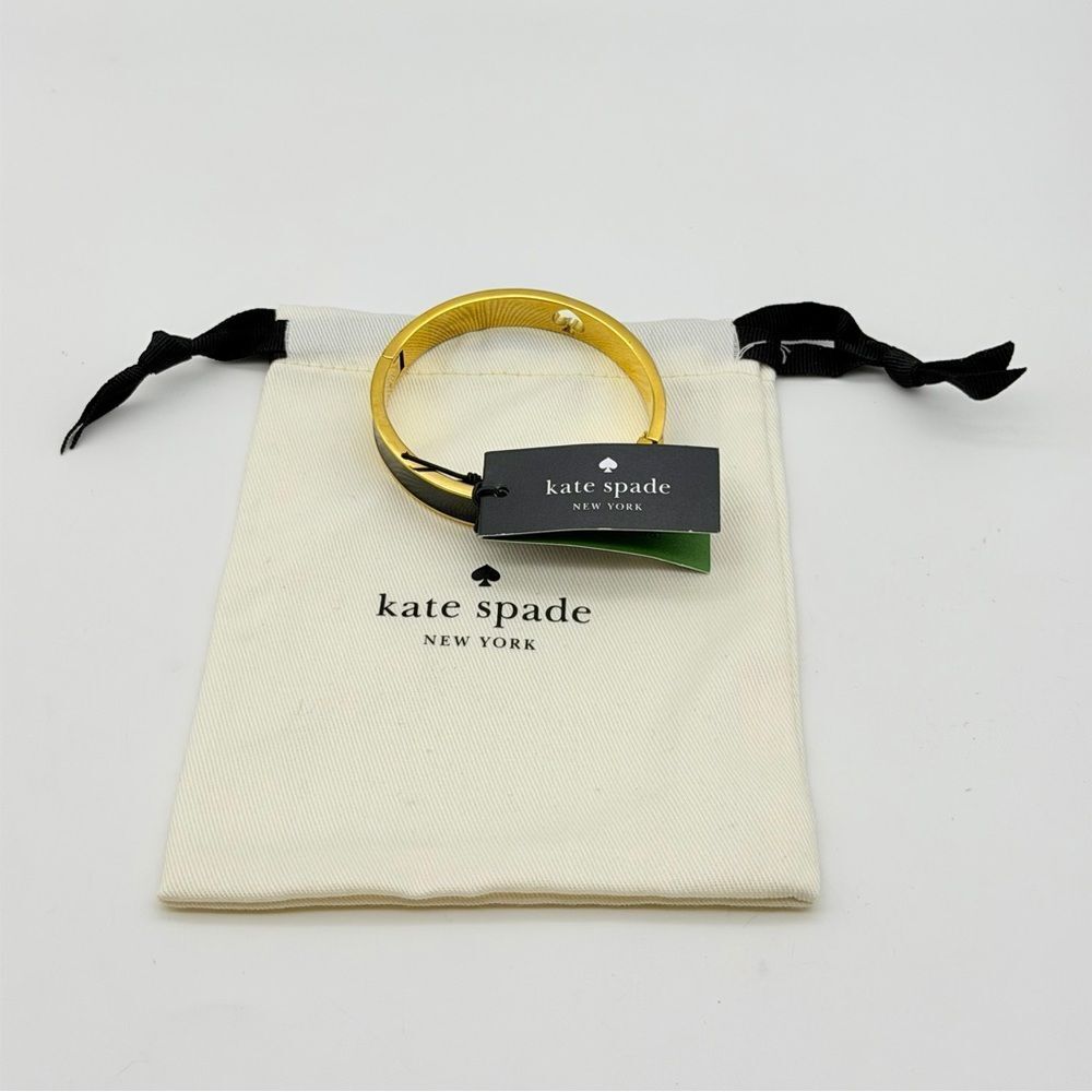 NWT Kate Spade Hole Punch Spad Gold Black  Bracelet - Picture 3 of 12